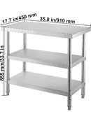 SucceBuy Stainless Steel Work Table Storage Shelve Commercial Kitchen Food Prep with Installation for Projects Cafeteria Hotel