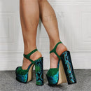 DOBANER Women Sandals Platform Chunky High Heels Pumps Shoes Woman Party Prom Height Increasing Unisex Large Size 43 45 47 50