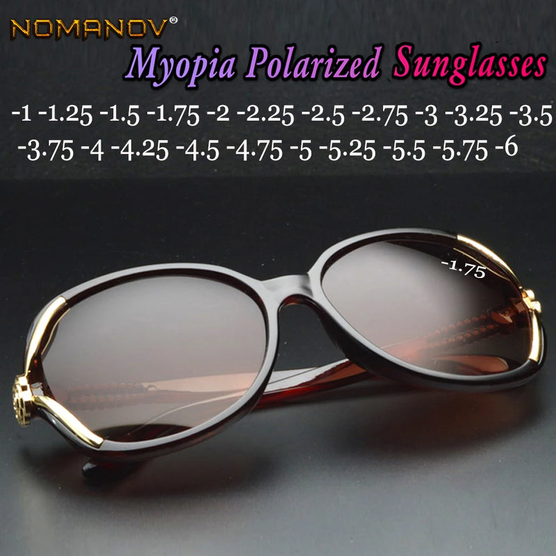 Rushed Butterfly Women Polarized Sun Glasses Ladies Sunglasses Diopter Custom Made Myopia Minus Prescription Lens -1 To -6