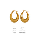Yhpup Statement Stainless Steel Geometric Hoop Earrings Jewelry for Women Trendy Metal Texture 18 K Earrings Golden Accessories