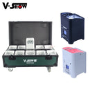 10 Stk. mit Gehäuse Batteriebetrieben Hochzeits-Uplight 6x18W RGBWAUV LED Kabelloses DMX WLAN Fernbedienung DJ Par Sound Party Lichter