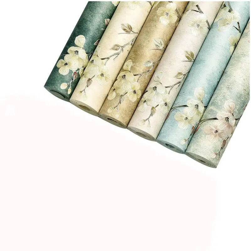 3D American Retro Non-woven Self-adhesive Wallpaper Rustic Vine Flower Wall Papers Thickening Peel and Stick Wall Stickers