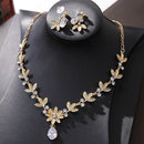 Luxus Kristall Perlen Blatt Brautschmuck Sets Strass Krone Tiaras Halskette Ohrringe Set für Braut Afrikanische Perlen Schmuck Sets