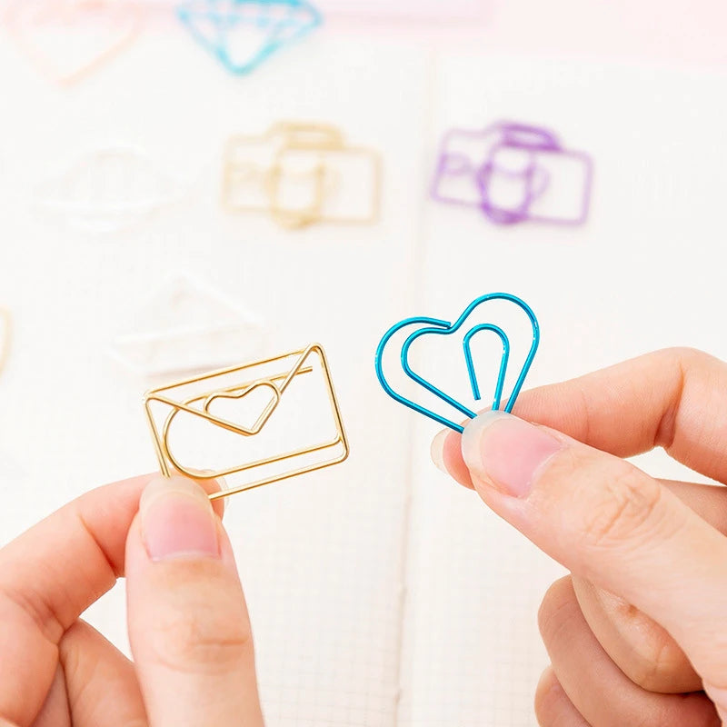 10pcs /bag mini heart gold rose gold Color Clip Bookmark binder clip Office Accessories paper Clips Patchwork Clip