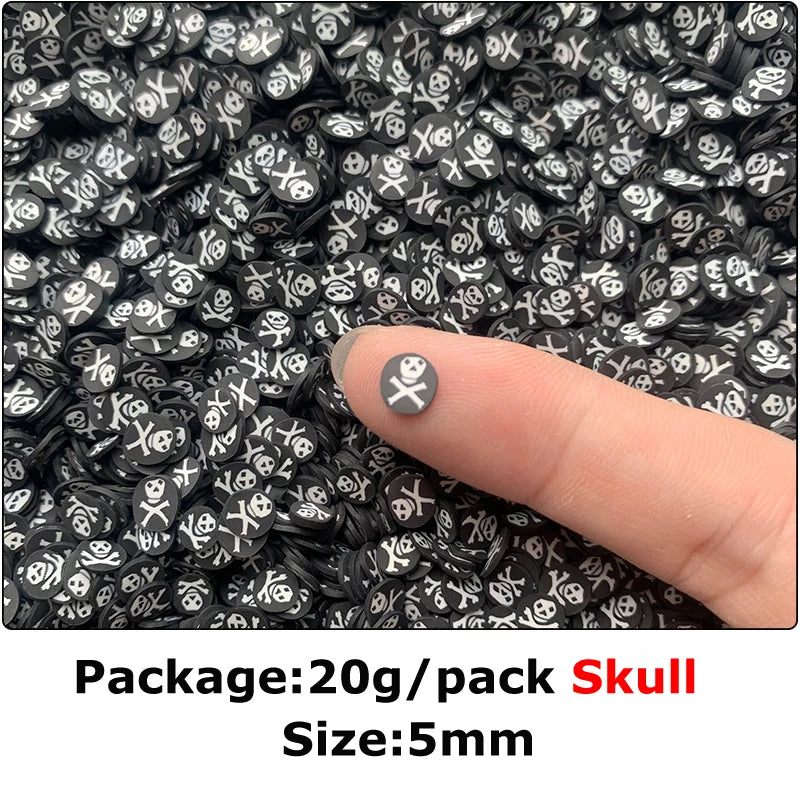 20g Mini Polymer Clay Embellishments Halloween Skull Christmas Candy Cane Mixed Pattern DIY Holiday Crafting Shaker Sprinkles