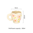 Hand-painted Flower Ceramic Coffee Cup Home Office Mug With Saucer Breakfast Milk Juice Tea Handle Cup Gift Microwave Safe
