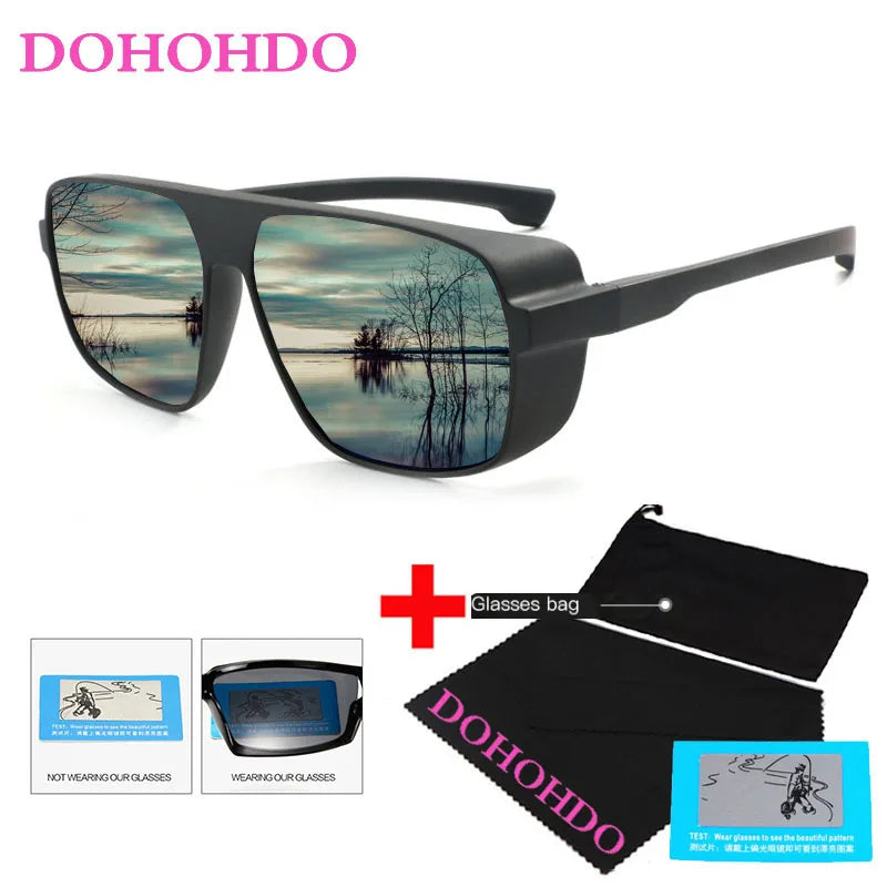 DOHOHDO Polaroid Sunglasses Unisex Square Vintage Sun Glasses Famous Brand Polarized Sunglasses Retro Feminino For Women Men Bag
