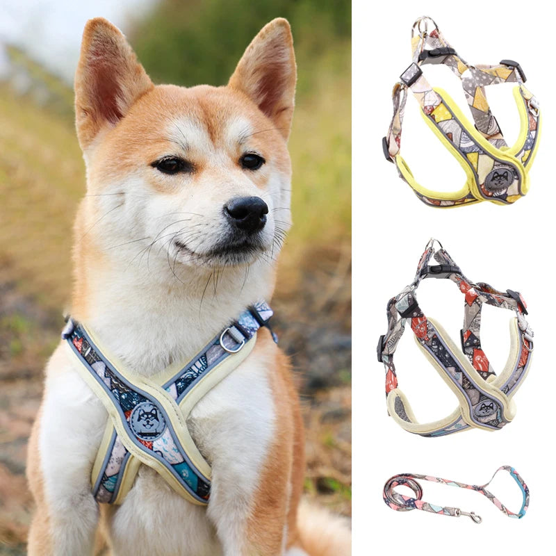 Luxury Pet Vest Harnesses for Small Medium Dogs Adjustable Mesh Puppy Dog Harness and Leash Set Shiba Inu Leads mascotas Chain