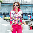 Damen Casual Sportanzüge 2022 Frühling Print Jacke + Lange Hose Zwei Sets Lady Sportbekleidung Anzug Trainingsanzug Set 2PCS 6XL W03