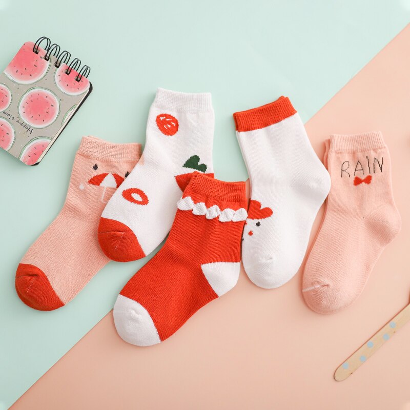 5 Pairs Cute Cartoon Newborn Infant Girl Soft Cotton Socks Winter Toddler Kids Baby Christmas Boy Accessories 0-2Y Miaoyoutong