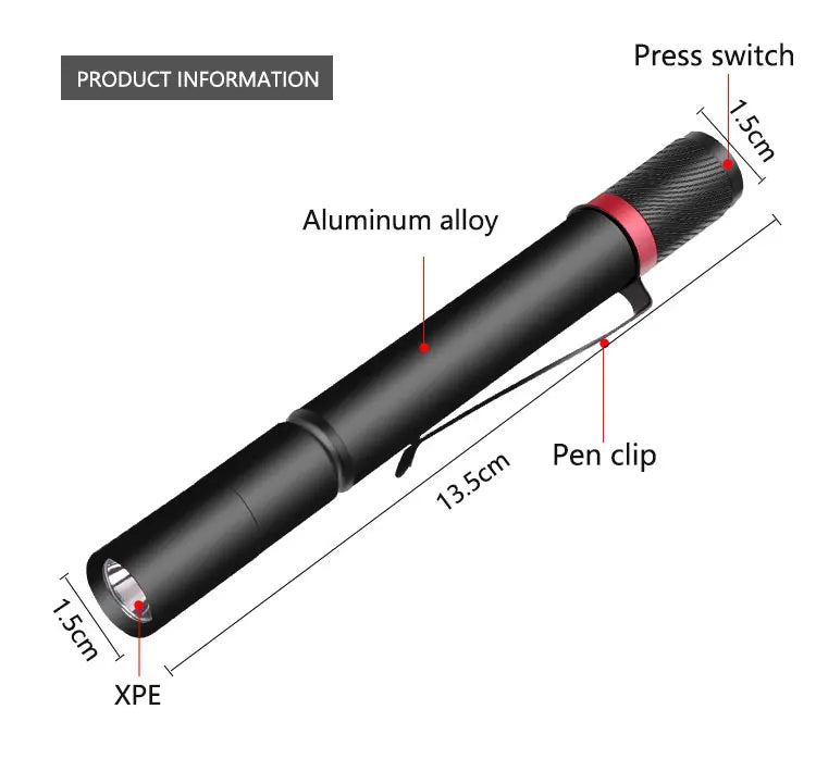 Bright Keychain Flashlight Pen Flashlight Pocket Torch Camping Fishing Super Mini LED Pen Clip Check Light AAA Battery Free Ship