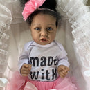 55CM reborn doll lifelike real soft touch full body silicone saskit doll in medium black skin high quality rooted hair bath toy