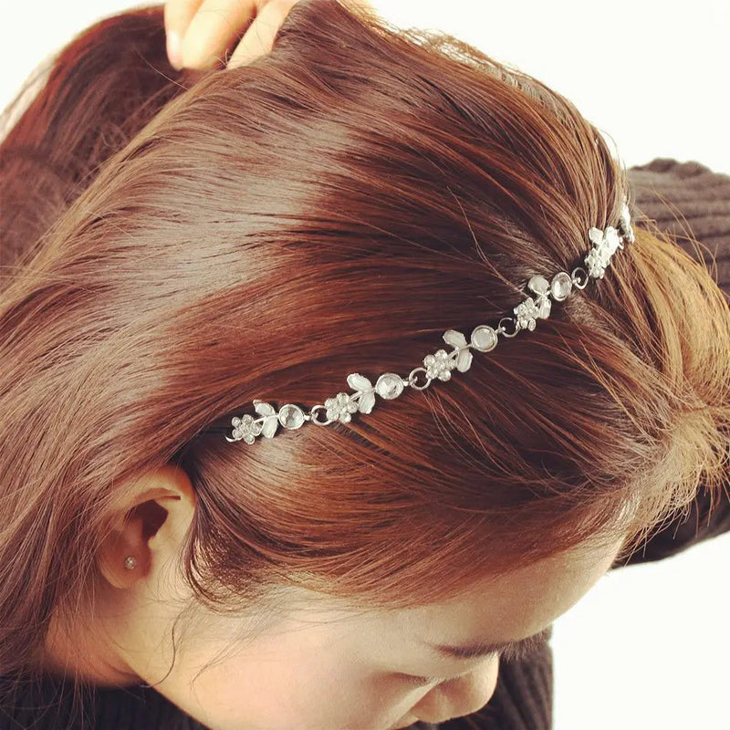 New arrivals 1 pcs  Chic Women Lady Elastic Fashion Metal Rhinestone Head Chain Jewelry Headband Hairband Hair Band Accessories
