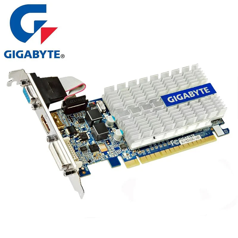 GIGABYTE G 210 1GB Graphics Cards 64Bit GDDR3 Video Card Original n210 G210 1G for nVIDIA Geforce GPU PC games Dvi VGA Used