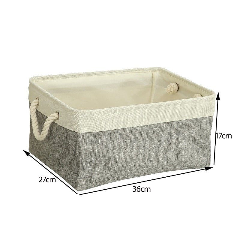 Cotton Linen Folding Storage Baskets Kids Toys Organizer Clothes and Sundries Storage Box Cabinet Storage Bag Laundry Basket