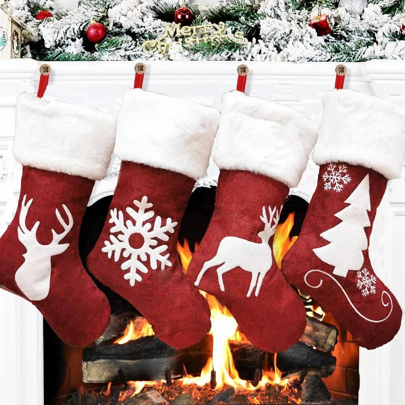 Knitted Christmas Stocking Socks Sack New Year Gift Candy Bags Christmas Decorations For Home Xmas Tree Hanging Ornaments Natal