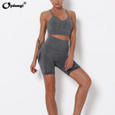 Nahtloses Yoga-Set für Damen, Sport-BH, Leggings mit hoher Taille, Fitness-Sets, Fitness-Shorts, Laufbekleidung, Trainingskleidung, Sportanzüge