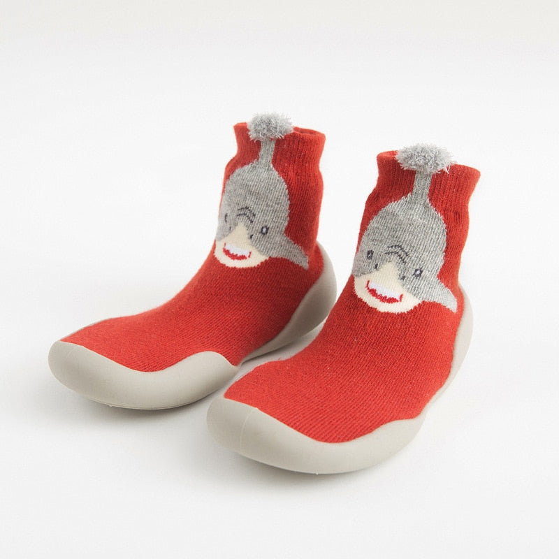 Toddler Indoor Sock Shoes Newborn Baby Socks Autumn Terry Cotton Baby Girl Sock with Rubber Soles Infant Animal Cat Funny Sock