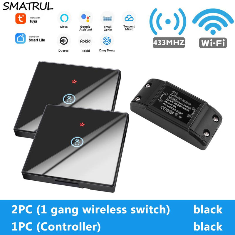 SMATRUL Tuya Smart App WiFi Touch Switch Light Wall Panel RF 433Mhz Remote DIY Relay Breaker Module Home Google Alexa 220V