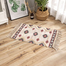 Retro Bohemian Hand Woven Cotton Linen Carpet Morocco Printed Area Rugs Tufted Tassels with Anti Skid Pad Throw Rug Bath Doormat