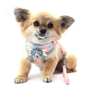 Hundegeschirr Leine Set Modisch Süß Floral Atmungsaktiv Verstellbares Katzengeschirr Weste für kleine mittlere Hunde Katzen Leinen Outdoor