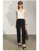 Amii-abrigo minimalista de manga larga para mujer, pantalones de traje informales con solapa sólida y cinturón, novedad de primavera, 12140246