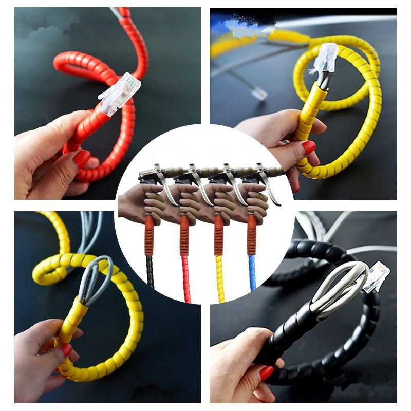 1.5M Spiral Wrapping Bands Flame Retardant Colorful Spiral Bands  Cable Casing Cable Sleeves Winding Pipe 10mm/16mm/24mm