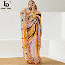 LD LINDA DELLA Fashion Runway Summer Maxi Dress Women Batwing Sleeve Printing Vintage Elegant Chiffon Loose Long Dress robe