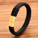 XQNI Handmade Rope Winding Stainless Steel Men's Leather Bracelet Multi-size Multi-color Selection Men's Classic Custom DIY Size