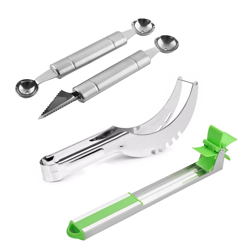 Stainless Steel Watermelon Slicer Fruit Knife Windmill Cutter Ice Cream Dig Ball Melon Baller Scoop Assorted Cold Kitchen Tools