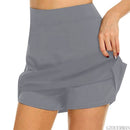 Flarixa Mode Falsche zweiteilige Hakama Rockhose Freizeit Sport Einfarbig A-Linien-Rock Hohe Taille Schmal Tasche Minirock Damen