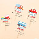 Happy Birthday Kuchen Flugzeug Auto Bus Baufahrzeug Deko Flagge Kinder Jungen Party DIY Backzubehör Cupcake Topper Baby Shower