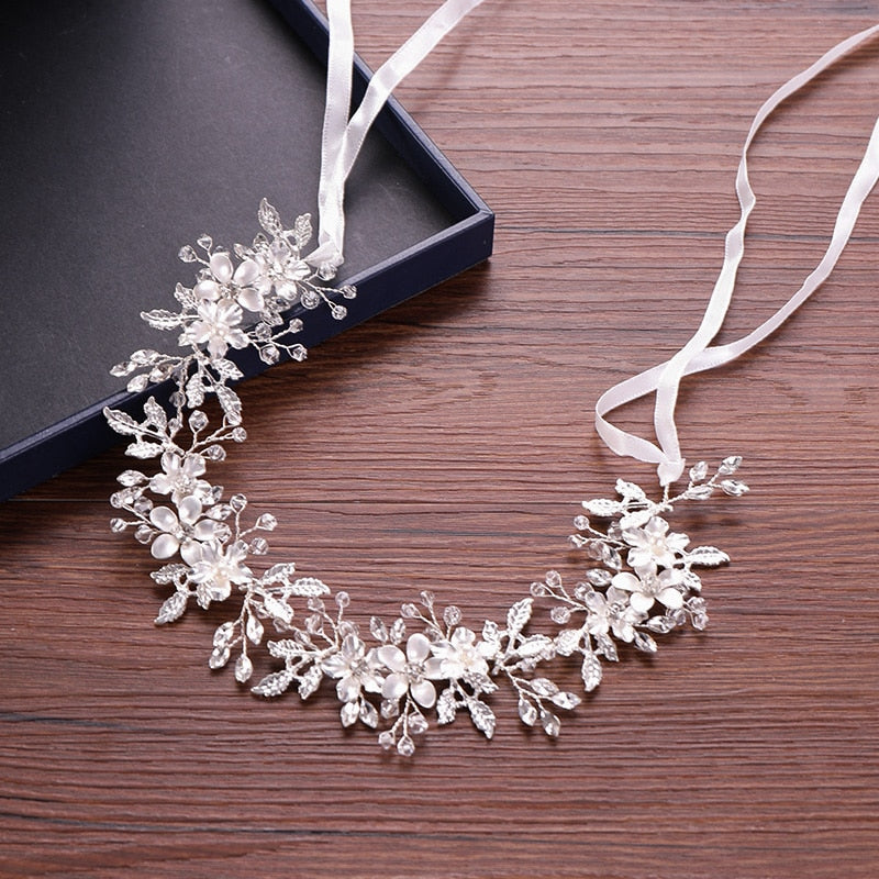 Trendy Bridal Flower Hair Jewellery Crystal Rhinestone Handmade Wedding  Headdress Headband WomanHair Accessories Tiara