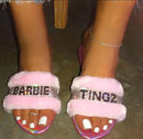 Fur Slides Women Slippers Summer Animal Slippers Ladies Slippers House Slippers Cute Slippers Fur Shoes Woman Slipper Flip-flops