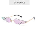 2022 New Fashion Fire Flame Sunglasses Women Men Brand Design Rimless Wave Eyewear Luxury Trending Narrow Sun glasses Streetwear