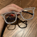 Kurzsichtigkeit Weitsichtigkeit Damen Sonnenbrillen Vintage Brillen mit klaren Gläsern Damen Luxus Strass-Brillen Herren Optische Brillen