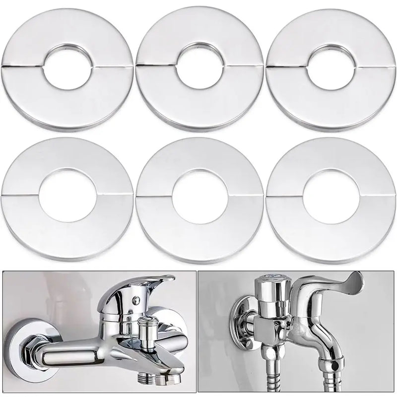 1Pcs Stainless Steel Water Pipe Wall Covers Self-Adhesive Shower Faucet Decorative Cover Chrome Finish Bathroom Accessories