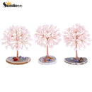 Sunligoo Super Mini Kristall-Geldbaum, Kupferdraht, mit Achat-Scheiben-Sockel, Heilstein, Yoga, Feng Shui Baum, Heimdekoration