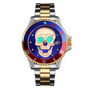 SKMEI Herren Quarz Totenkopf-Uhr Herren Edelstahl Skelett Kreativ Uhren Männlich Uhr Wasserdicht Armbanduhr Relogio Masculino