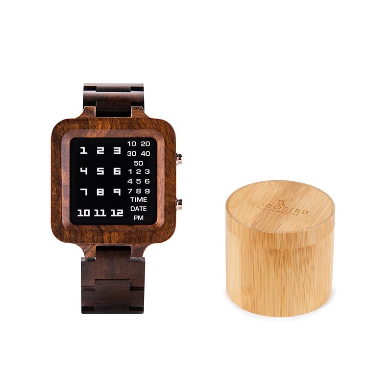 Digital Watch reloj hombre Mens Wood Wristwatches LED Display relogio masculino Digital Clock Timepices With Gift Box BOBOBIRD