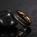 Tigrade 4mm 6mm 8mm Black Tungsten Rings for Men Women Thin Rose Gold Groove Hammered Wedding Band Ring Comfort Fit Size 5-14