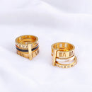 Trendige Edelstahlringe für Frauen Mädchen Dreischichtige römische Ziffern Zirkon Braut Hochzeit Damenringe Modeschmuck Geschenk