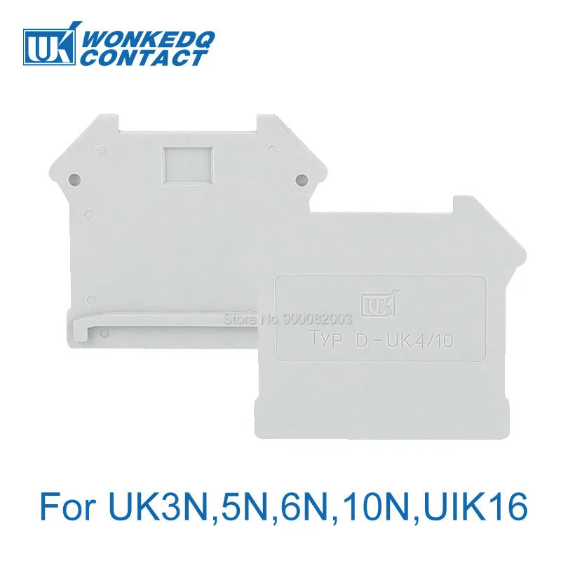 100Pcs D-UK4/10 End Plate For UK 3N/5N/6N/10N/25 UIK16 Connector UK 4/10 Din Rail Terminal Block Protection Contact End Cover