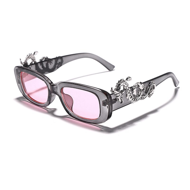 Rectangle Vintage Sunglasses Women Punk Retro Small Sun Glasses Brand Designer Steampunk Eyeglasses Animal Totem Eyewear