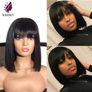 Bang Wig Human Hair Short Bob Human Hair Wigs Straight Lace Front Fringe 13x6 Lace Frontal Wig Peruvian Remy 5x5 Silk Top Wigs