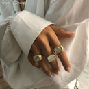 Titanium Geo Shell Band Statement Rings 361L Stainless Steel Jewelry Women Chic Punk Gothic Boho Hiphop Runway Party Designer