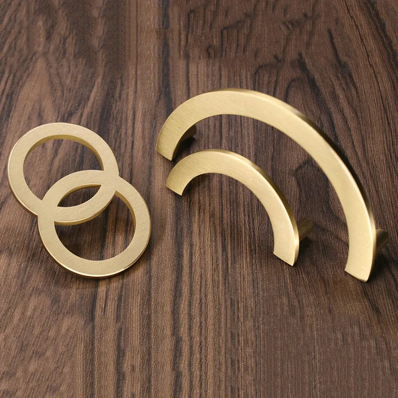 Solid Brass Circle Handles for Furniture Cabinet Pulls Drawer Cupboard Kitchen Handle Door Handle Gold Knobs Hardware