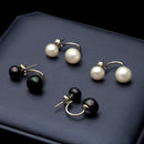 Natural Pearl Stud Earrings for Women Jewelry S925 Sterling Silver Genuine White Black Double Pearl Earrings Party