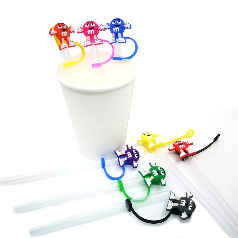 1PCS PVC straw topper bean space cartoon Silicone Straw Tip Splash Proof Drinking Dust Cap straw cap Suit For7mm-8mm straw cap