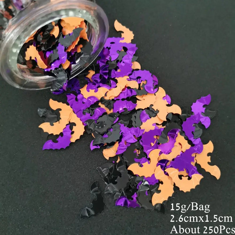 15g Cat Dog Confetti Spider Bat Sequin DIY Animal Theme Party Table Decoration Halloween Black White Purple Festival Supplies